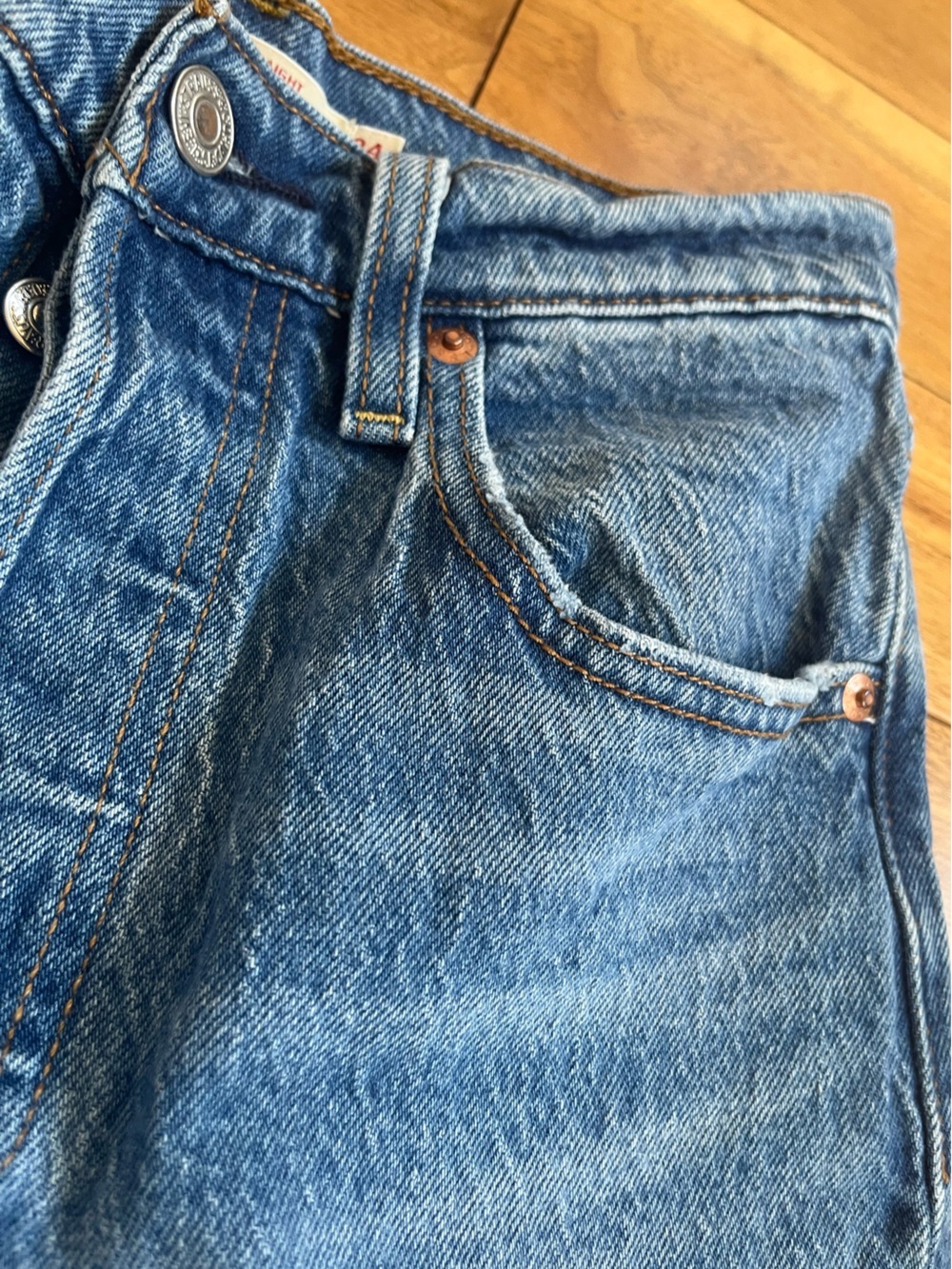 Levi's Premium Vintage Light Wash Ribcage Straight Button Fly High Rise Jeans - Picture 7 of 14